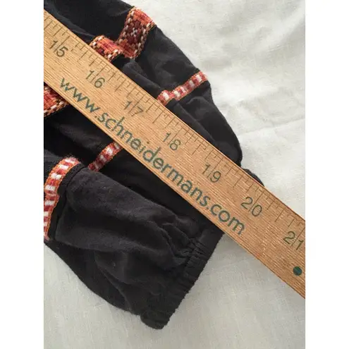 H&M  Blouse Size 14 Black Boho Peasant Renfair Lightweight Tassels Embroidery