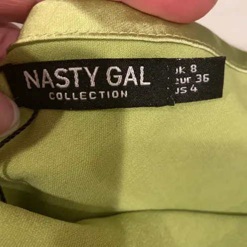 Nasty Gal NWT  Green Mini Satin Slip Dress 4 Party