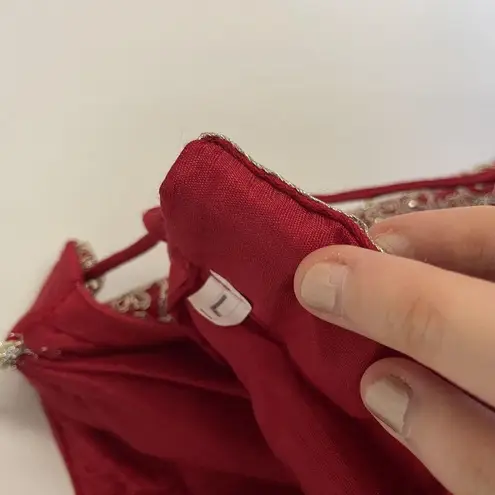 Chandni Exclusive red and gold lehenga embroidered skirt top indian traditional Size XS