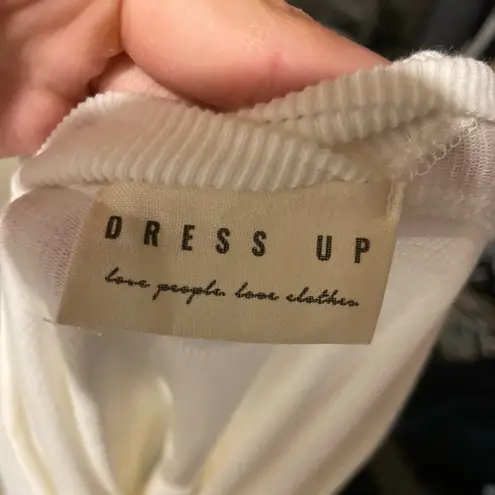 New Dress Up Womens White Ribbed V Neck Long Sleeve Sweater Top Size XLarge