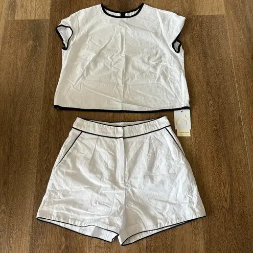 Commense Pure Cotton Contrast Trim Shorts Set