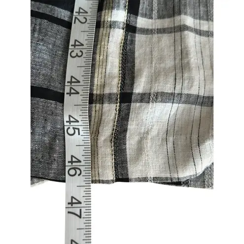 Petite Sophisticate Vintage Black & White Plaid Dress Short Sleeve Midi Cotton Blend Back Tie Sz 14