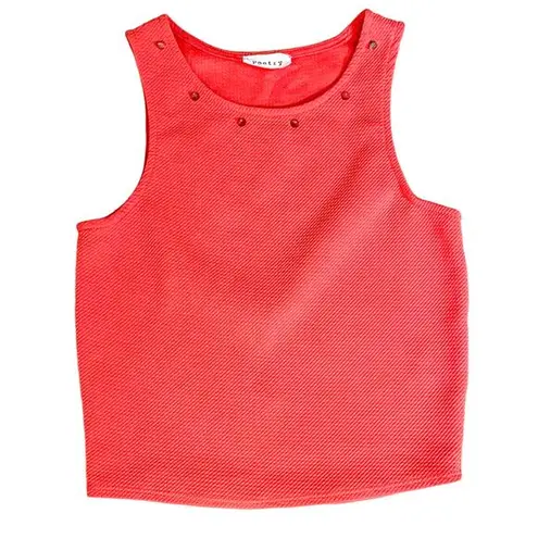 Poetry Orange Textured Knit Studded Crop Top, EUC, Size Small