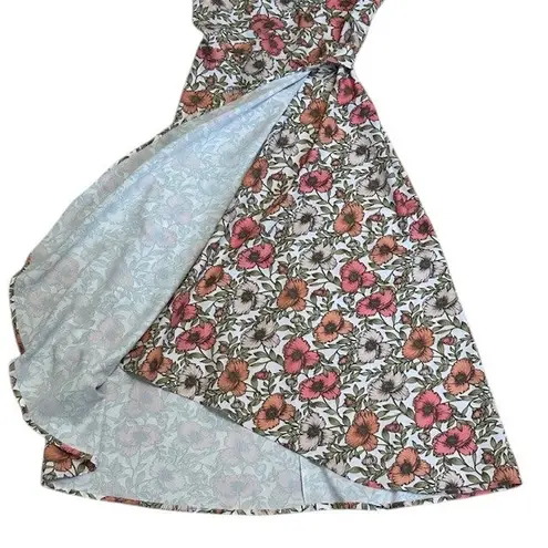 ALY DALY Women's Floral Print Wrap Midi Dress Short Sleeve Summer Spring Sz SM White