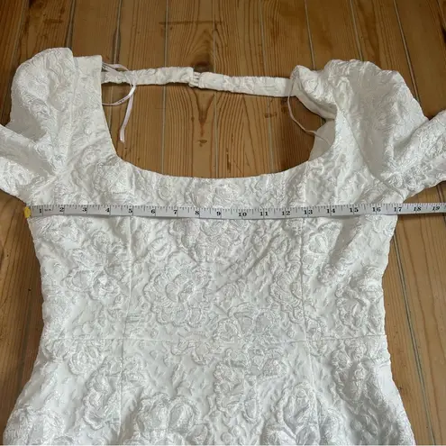 NWT Lulus Elevated Icon White Jacquard Long Sleeve Bow Mini Dress – Size Medium