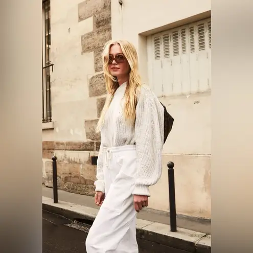 Rowie the Label Fae Knit Chunky Balloon Sleeve Sweater in Snow size XS/S White