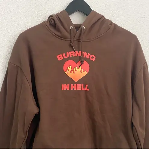 jac vanek JV by Jac Vanec Burning Hell Brown Cropped Hoodie Size L NWT