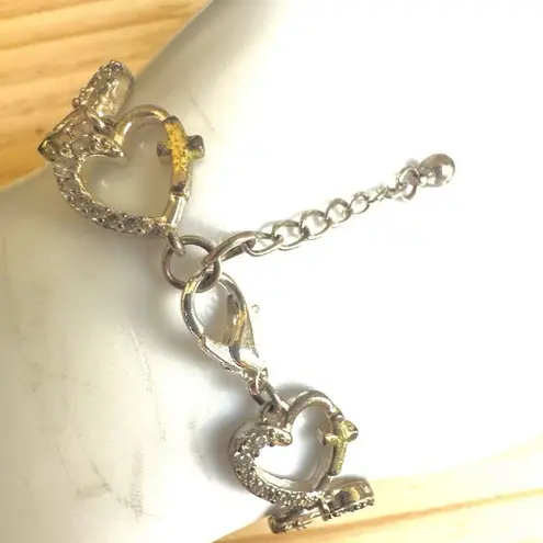 Rhinestone Heart cross Link Bracelet