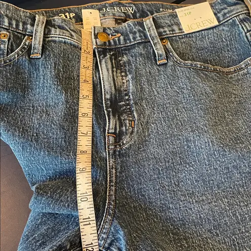 J.CREW SLIM WIDE LEG MEDIUM WASH NON DISTRESSED RAW HEM DENIM JEAN SIZE 31 P nwt Blue
