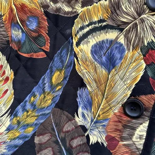 Vintage Sharon Young Sportswear Quilted Button Jacket Size Large Feathers Pocket