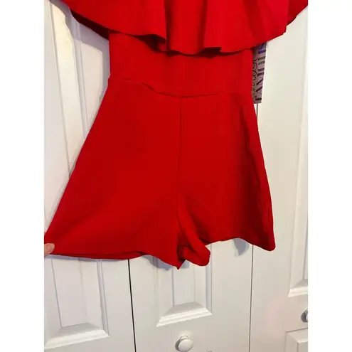 Almost Famous  red off the shoulder romper NEW S