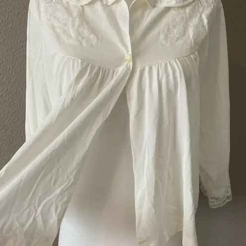 Vintage Cream Ruffled Blouse with Peter Pan Collar