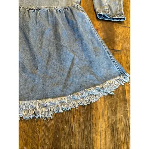 Rails  denim chambray ruffle dress size medium long sleeve breathable 100% lyocel - Image 3