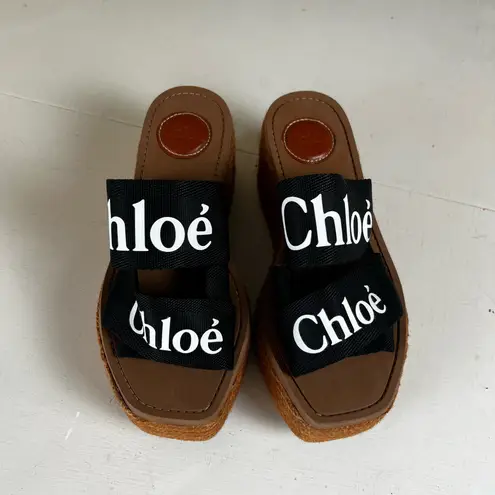 Chloé CHLOE- Woody Wedge Espadrille Platform Sandals Slip On Designer Fashion