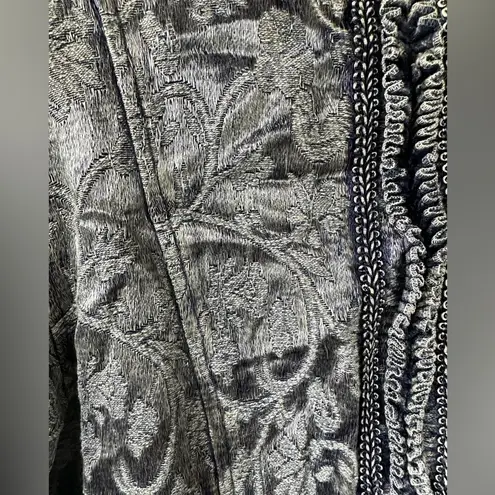 Coldwater Creek Shiny Border Trim Jacquard Brocade Tapestry Open Jacket Petite L