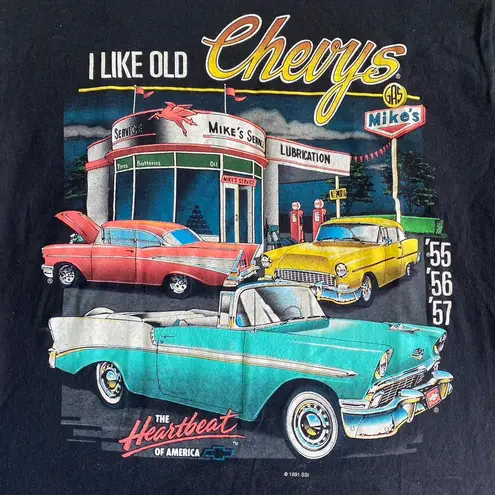 Vintage 90s SSI “I Like Old Chevys” Graphic Tee Black Size M