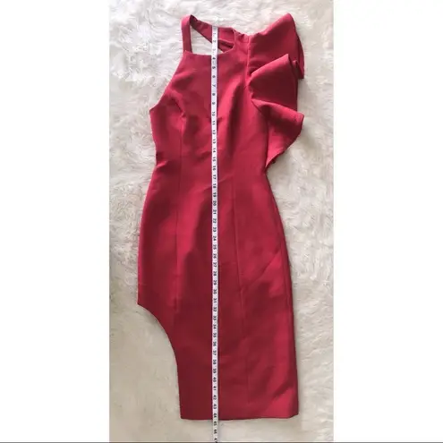 C/MEO COLLECTIVE C\MEO Collective Red One Shoulder Fitted Midi Dress Thigh Slit Cocktail XS New