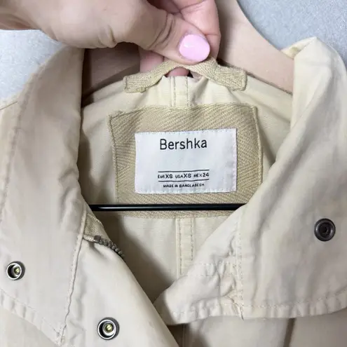 Bershka Cream Utility Trench Coat Jacket Arm Patches Womens US Size XS
