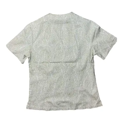 Tori Richard Women’s Green Leaf Print Open Neck Oriental Short Sleeve Shirt NWOT