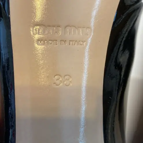 Miu Miu Black Patent Leather Stiletto Heels with Peep-Toe Design