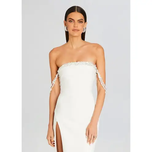 retrofete Abilene Beaded Off The Shoudler Maxi Dress White Womens Size Small