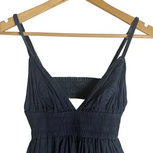 ALC Frank A.L.C. Rhodes Navy Poplin Sleeveless V-Neck Smocked Tiered Maxi Dress Size 6