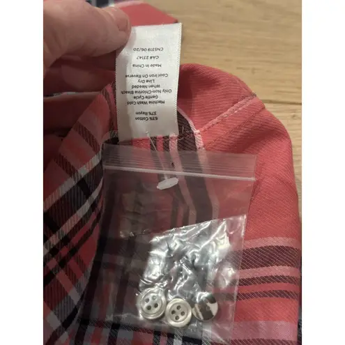 Talbots  Womens Plaid Button Up Top‎ Size 1X Pink Long Sleeve Equestrian Country