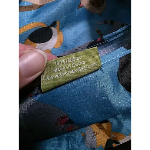 Bee Green Cats Bag Reusable Foldable Shopping Tote Kitty Cat Meow Cute Kitties