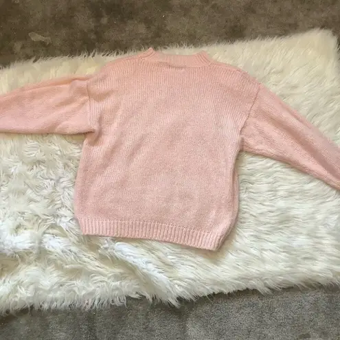 Shenanigans Size Large Vintage 80's Retro Cute Kawaii Light Pink Pastel Sweater