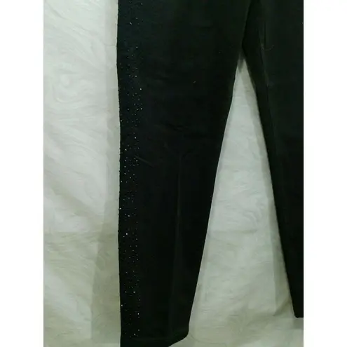 D. Jeans Black Rhinestone Stripe Jeans Size 14 W