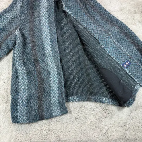 Vintage Jon Woods New York Blue Textured Knit Sweater Jacket Open Front L/XL Size L