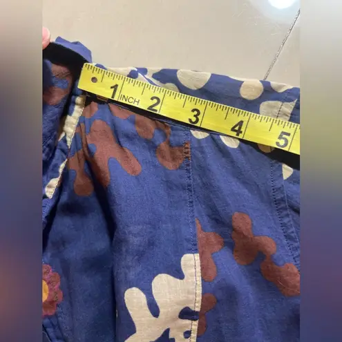 CRAIG TAYLOR BLOUSE Blouse/Shirt Blue Twiggy Brown and White Pop Art Size M Size M