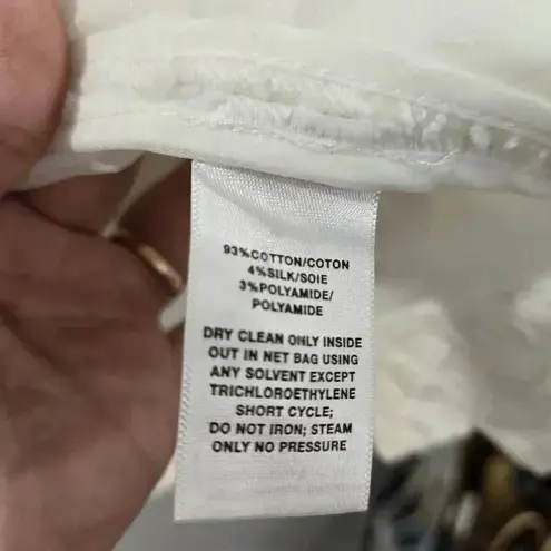 Lafayette 148 New York Jacket Floral Ivory Lace Blazer Mesh Trim Size 0 2