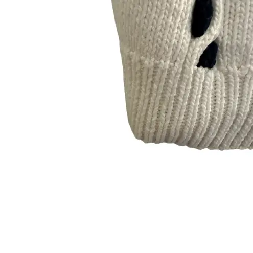 Vintage Hand Knit French Girl Preppy Coastal Short Sleeve Sweater With Pom Poms White