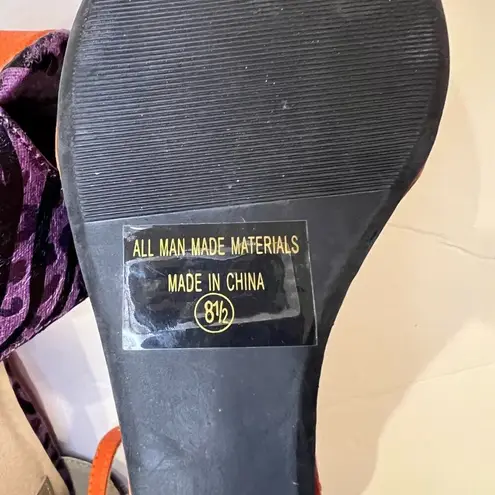 FRH Women's Colorful Animal Print Wedge Heels Size 8.5 Orange