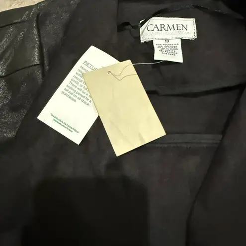 Carmen Marc Valvo NWTCarmen Marc Valvo Faux Suede Cardigan Women 10 Black Metallic Open Front Goth