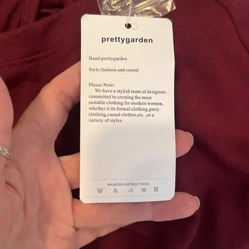PRETTYGARDEN NWT Pretty Garden size small long sleeve elastic waist pockets burgundy jumpsuit