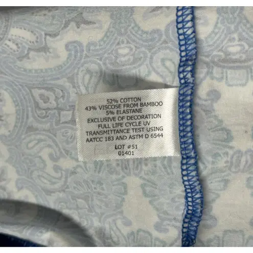 Coolibar Dress Womens Medium Blue White Geometric UPF 50+ Oceanside Tunic Dress