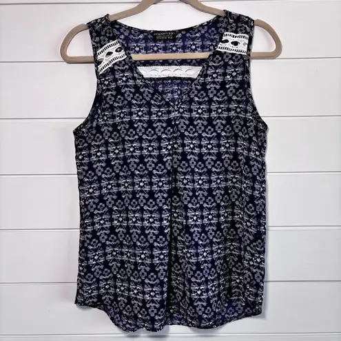 Paper Moon by Stitch Fix Flowy Navy Blue Tank Top Size S