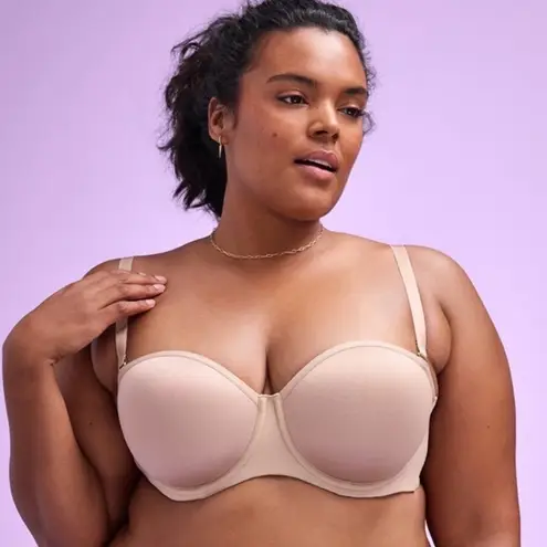 Thirdlove NWT 24/7 Classic Strapless Bra Microfiber Power Mesh Nude Size 36E