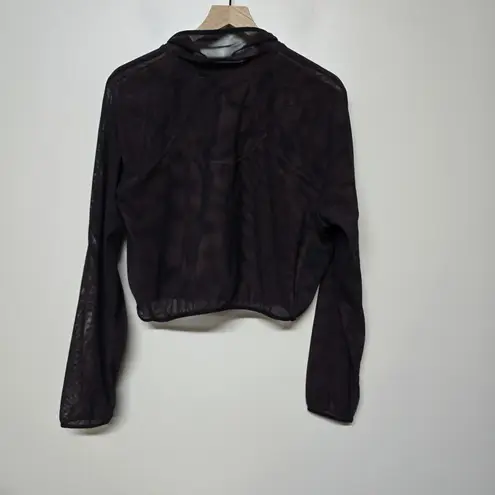 Lululemon  Women's Reversible Mesh 1/2 Crop Zip Jacket black Red Merlot Sz 8 - Image 4