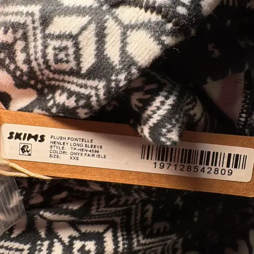 SKIMS plush pointelle Henley long sleeve