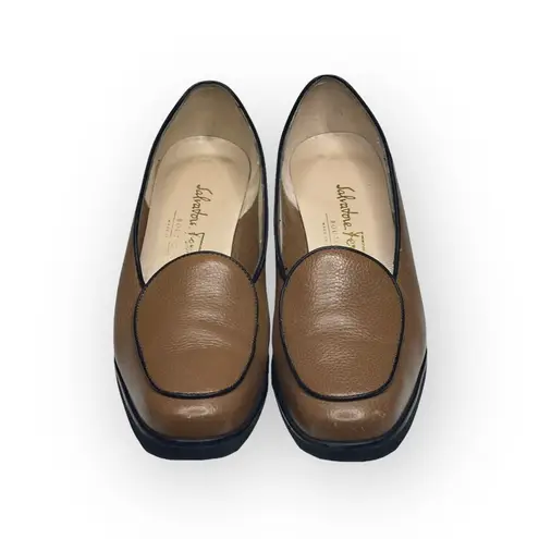 Salvatore Ferragamo ✽ Sculptural Wedge Heel Loafers ✽ Golden Brown Leather ✽ 5M