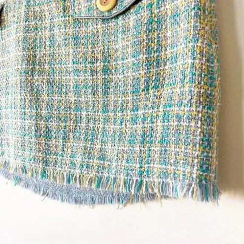 Hollister  Co. Vintage Y2K Tweed Mini Skirt Blue & Yellow Lowrise Size 7