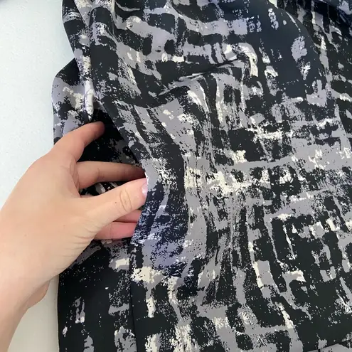 Anne Klein EUC |  women’s black‎ gray open abstract lined half sleeve jacket 10