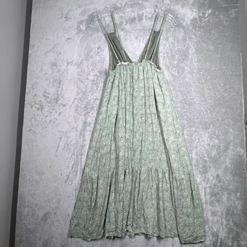 PaperMoon Dress Womens Medium Green Floral Tiered Boho Bohemian Peasant