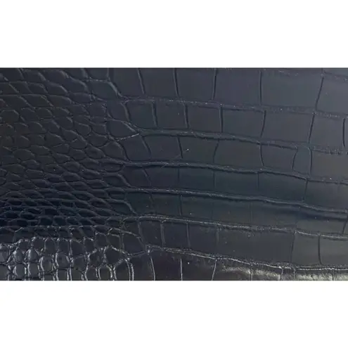 AOTA NEW Vegan Croc Embossed Elena Minimalist Quiet Luxury Preppy Bucket Crossb… Black