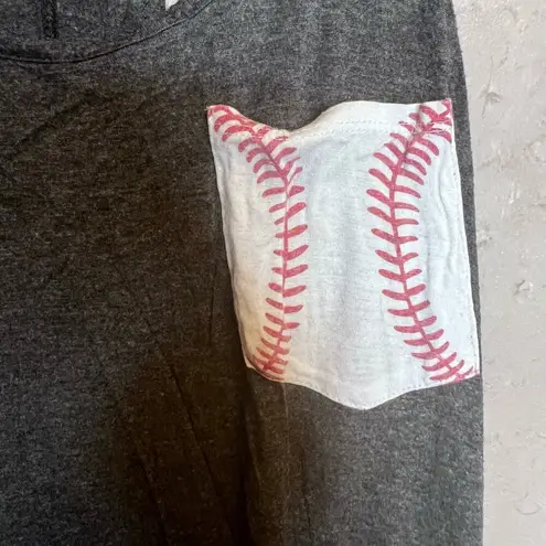 Free Kisses Dark Gary Baseball Graphic Pocket Sleeveless Racerback Tank Medium