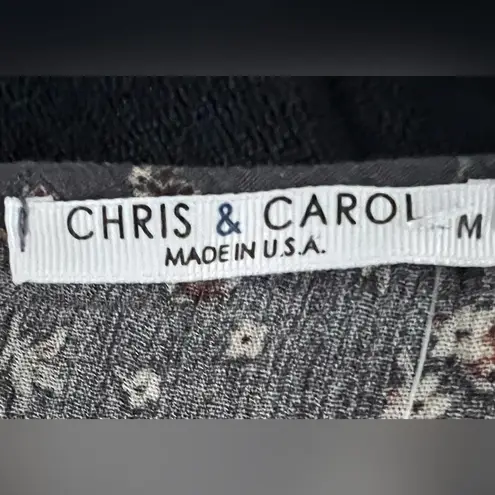 Chris & Carol Women's Med Gray Rayon Floral Short Sleeve Short Romper NWT