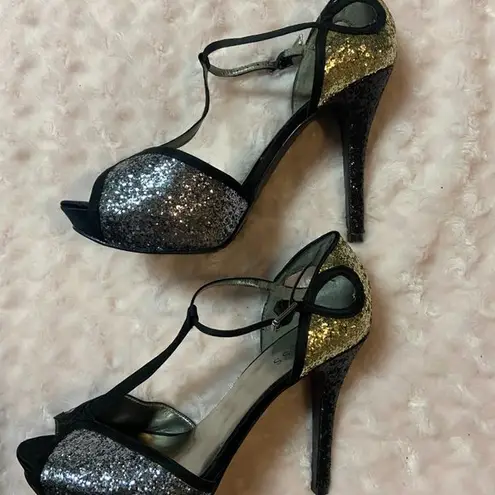 Guess Heels - Size 10 - Gold and Silver Glitter